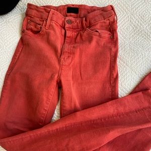 MOTHER Red Skinny Jeans size 26